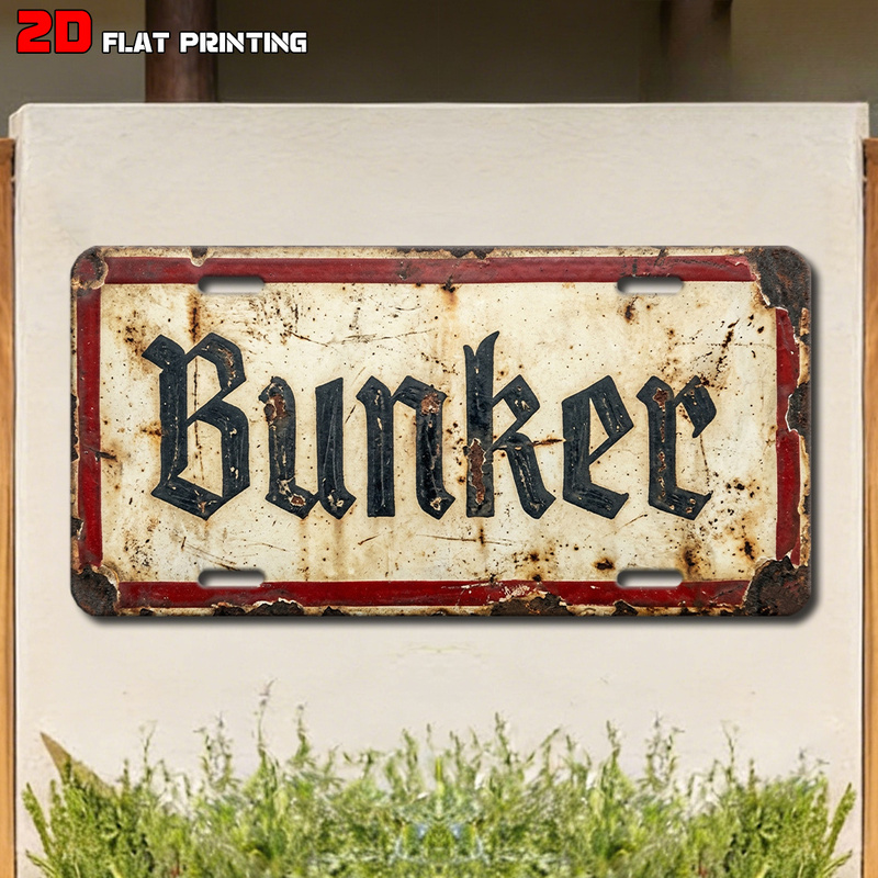 Home Security Yard Sign - Papan Tanda Retro Bertema Bunker, Dekorasi