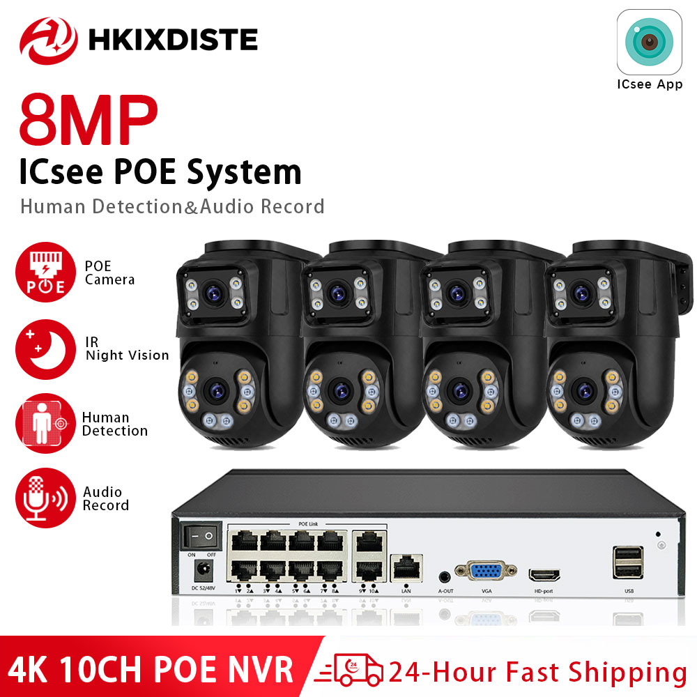 Nvr Kit 8 Channel - Sistem Kamera Keamanan IP ICSee 4K
