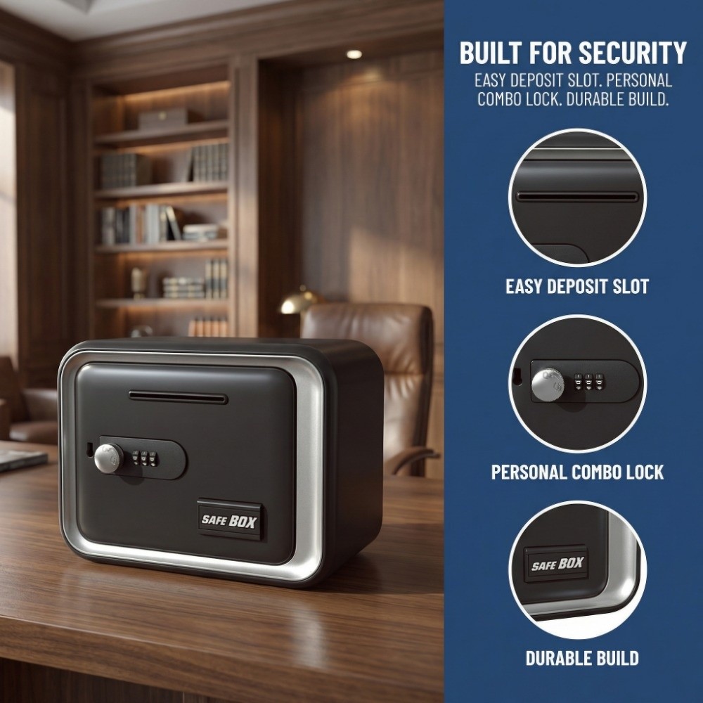 Safe Box Digital - Kotak penyimpanan uang aman mini berkapasitas