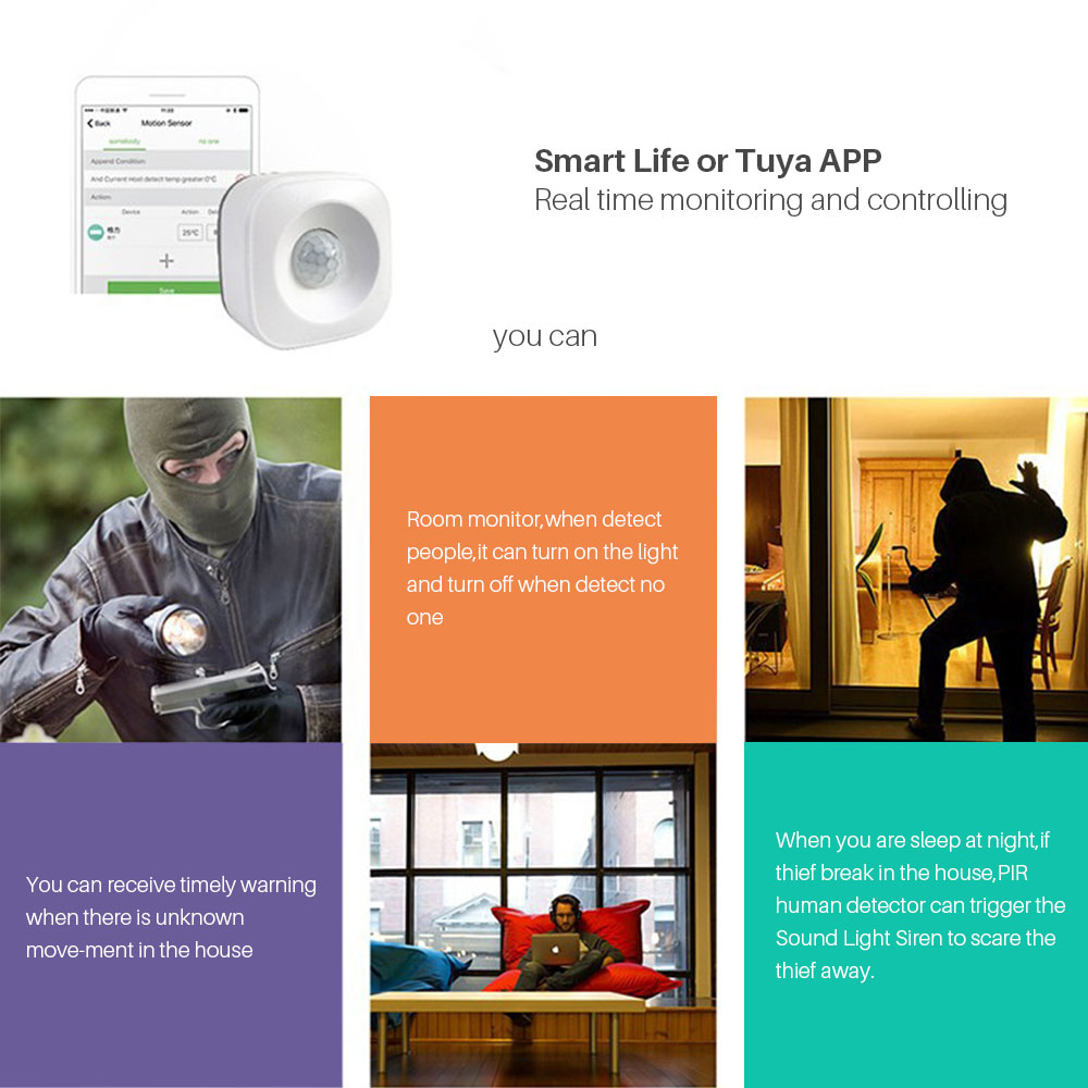 Tuya Sensor gerak WiFi cerdas, - Home Security Alarm System ulasan dan harga