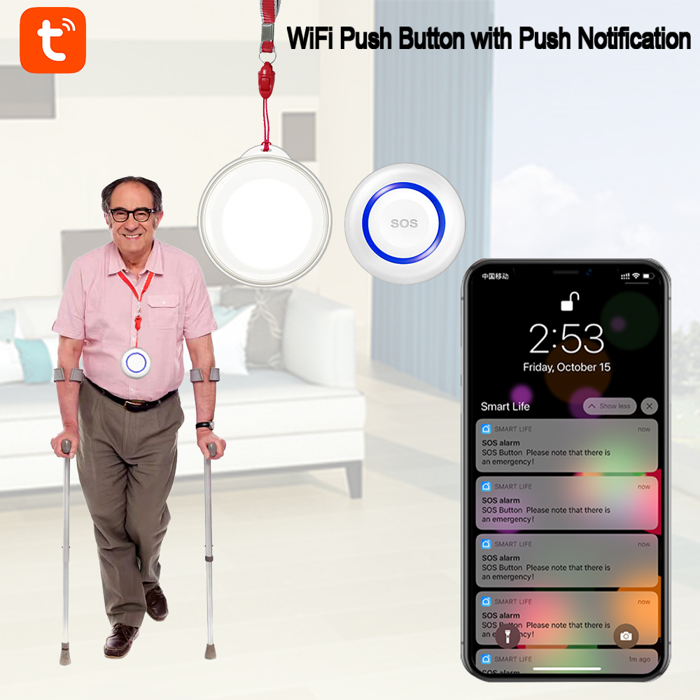 Tuya baterai tombol Alarm SOS  - Home Security Outdoor ulasan dan harga